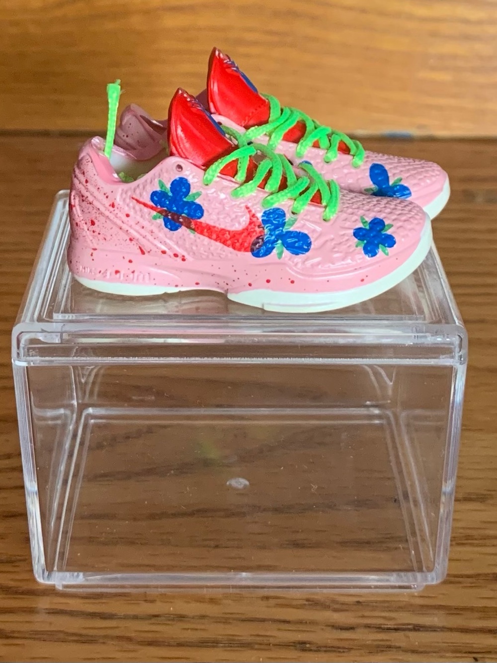 MINI Kobe Pink Floral Sneakers with Green Laces